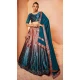 Teal Blue Color Velvet Embroidery Designer Sangeet Wear Lehenga Choli -5511162564