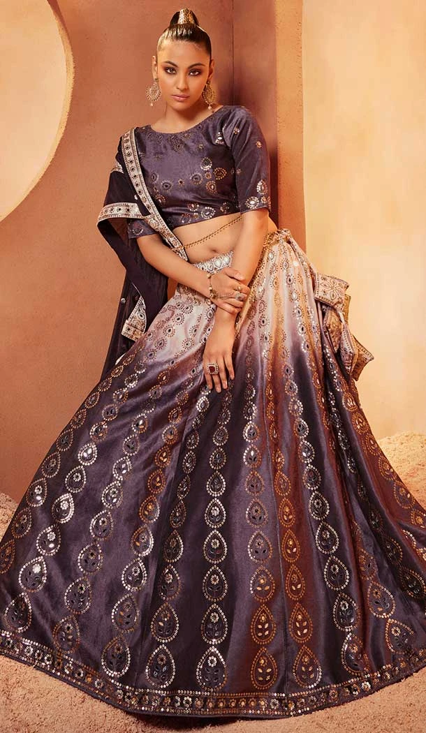 Purple Color Velvet Embroidery Designer Sangeet Wear Lehenga Choli -5511162566