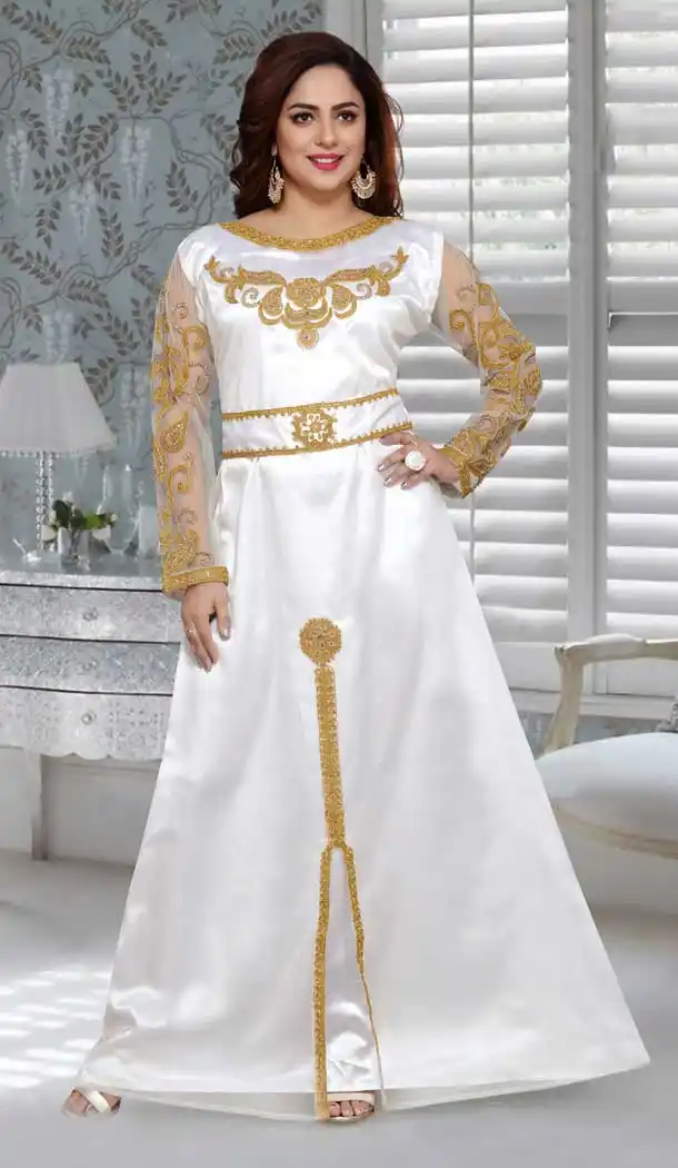 White Color Fox Georgette Embroidery Work Party Wear Designer Kaftan -5525162675