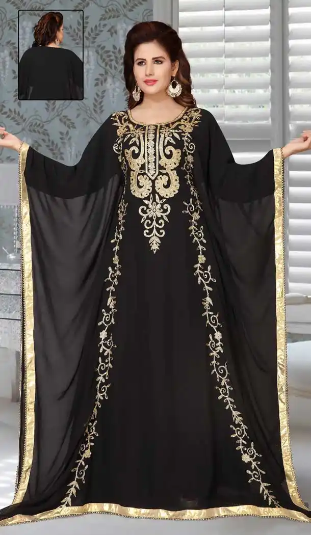 Embroidered Work Black Color Fox Georgette Party Wear Designer Kaftan -5526162715