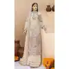 Festival Wear Beige Color Fox Georgette Embroidered Work Pakistani Palazzo Suit -5533162833