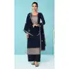 Navy Blue Color Fox Georgette Stone Work Pakistani Style Palazzo Salwar Kameez -5535162839