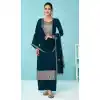 Teal Blue Color Fox Georgette Stone Work Pakistani Style Palazzo Salwar Kameez -5535162843