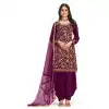 Party Wear Purple Color Art Silk Mirror Work Patiala Style Salwar Suit -5537162850