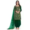 Party Wear Green Color Art Silk Mirror Work Patiala Style Salwar Suit -5537162851