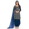 Party Wear Navy Blue Color Art Silk Mirror Work Patiala Style Salwar Suit -5537162852