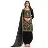 Party Wear Black Color Art Silk Mirror Work Patiala Style Salwar Suit -5537162853