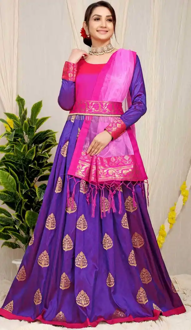 Purple Color Pure Silk Weaving Work Traditional Wear Readymade Gown -5538162857