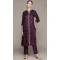 Wine Color Chinon Foil Print Work Casual Wear Readymade Kurta With Bottom -5541162882
