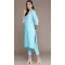 Sky Blue Color Cotton Foil And Floral Print Work Casual Wear Readymade Kurta -5542162896