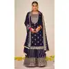 Navy Blue Color Fox Georgette Sequins Work Party Wear Palazzo Salwar Suit -5564163025