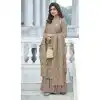 Pakistani Style Beige Color Fox Georgette Sequins Wok Party Wear Salwar Kameez -5565163029