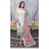 Fox Georgette White And Pink Color Embroidery Work Pakistani Salwar Kameez -5567163036
