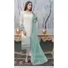 Embroidery Work White And Sea Green Color Fox Georgette Pakistani Salwar Kameez -5567163037
