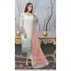 Pakistani Style White And Peach Color Fox Georgette Embroidery Work Salwar Kameez -5567163038