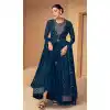 Teal Blue Color Fox Georgette Resham Work Festival Wear Palazzo Salwar Suit -5568163040