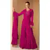 Pink Color Fox Georgette Resham Work Festival Wear Palazzo Salwar Suit -5568163042