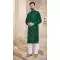 Green Color Pure Cotton Foil Print Work Festival Wear Men's Kurta Pajama -5582163182