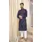 Navy Blue Color Pure Cotton Foil Print Work Festival Wear Men's Kurta Pajama -5582163184