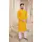 Mustard Color Pure Cotton Foil Print Work Festival Wear Men's Kurta Pajama -5582163186