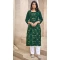 Green Color Pure Cotton Foil Print Festival Wear Readymade Kurti With Bottom -5583163187
