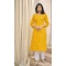 Mustard Color Pure Cotton Foil Print Festival Wear Readymade Kurti With Bottom -5583163191