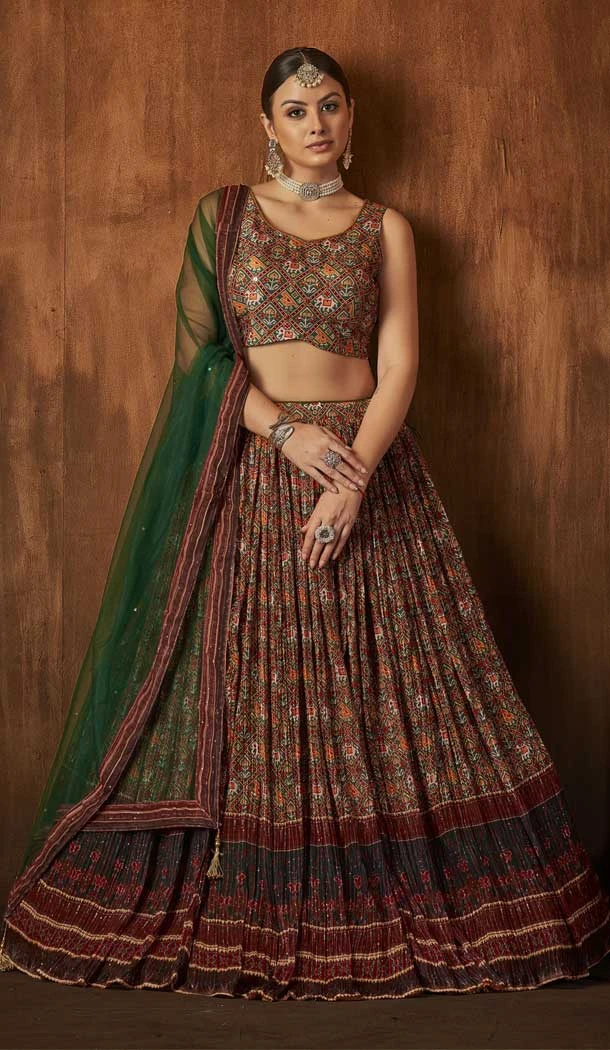Multi Color Georgette Digital Print Work Designer Wear Lehenga Choli -5570163049