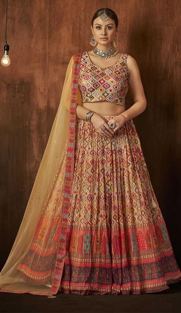 Georgette Multi Color Digital Print Work Designer Wear Lehenga Choli -5570163050