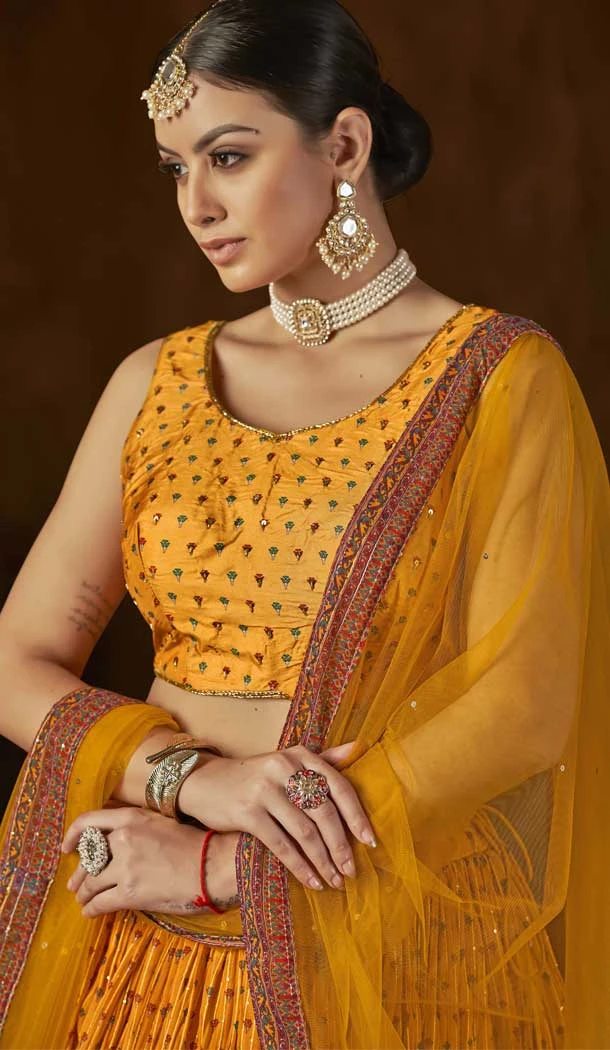 Yellow Color Georgette Digital Print Work Designer Wear Lehenga Choli -5570163051