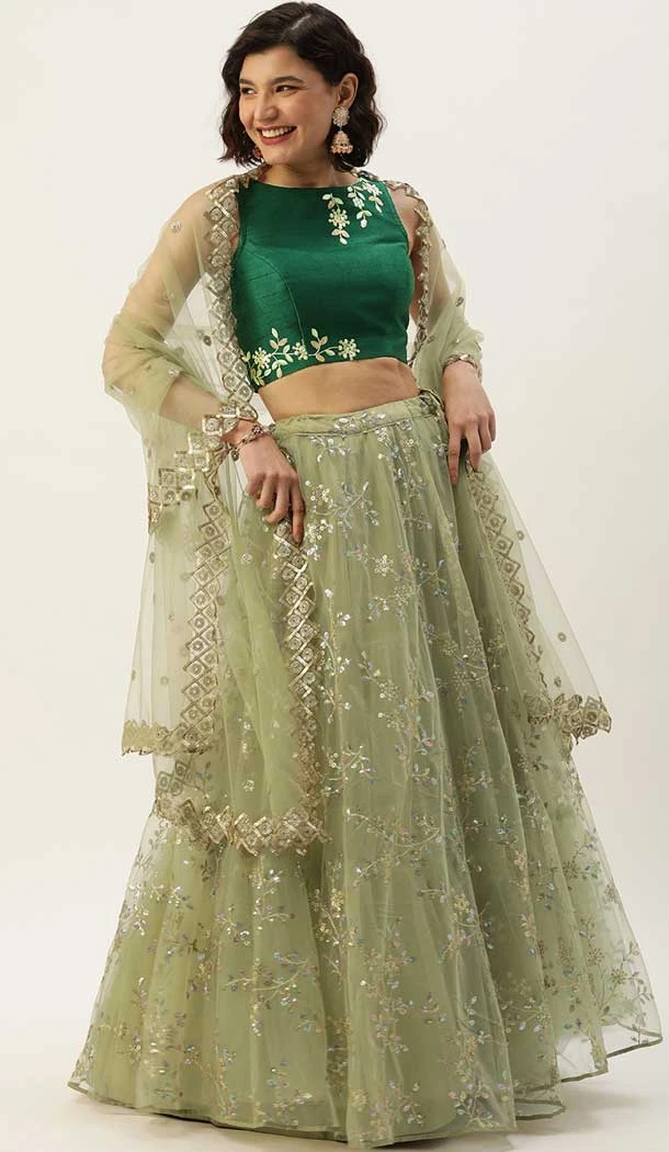 Net Pista Color Resham And Zari Work Designer Wear Lehenga Choli -5612163341