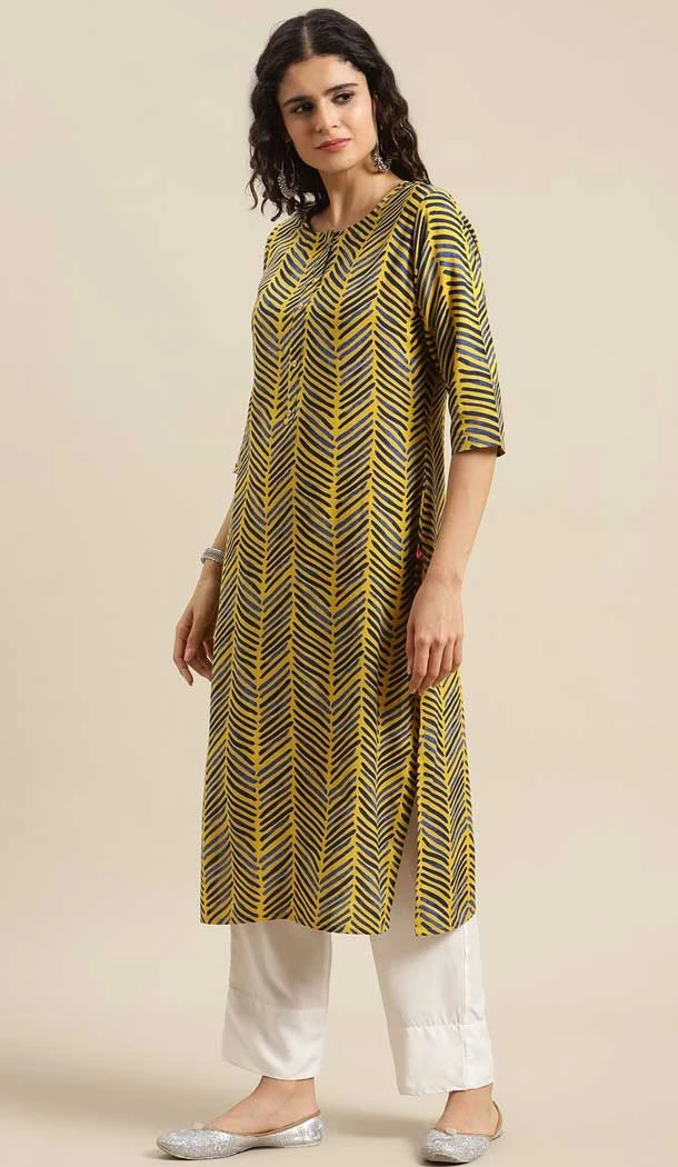 Multi Color Poly Cotton Printed Work Readymade Party Wear Kurti -5641163569