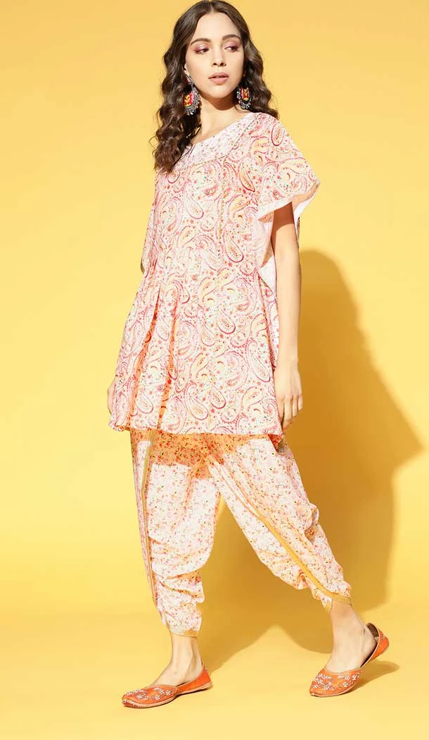 Multi Color Crepe Printed Work Party Wear Readymade Fancy Kurti And Dhoti -5687163926