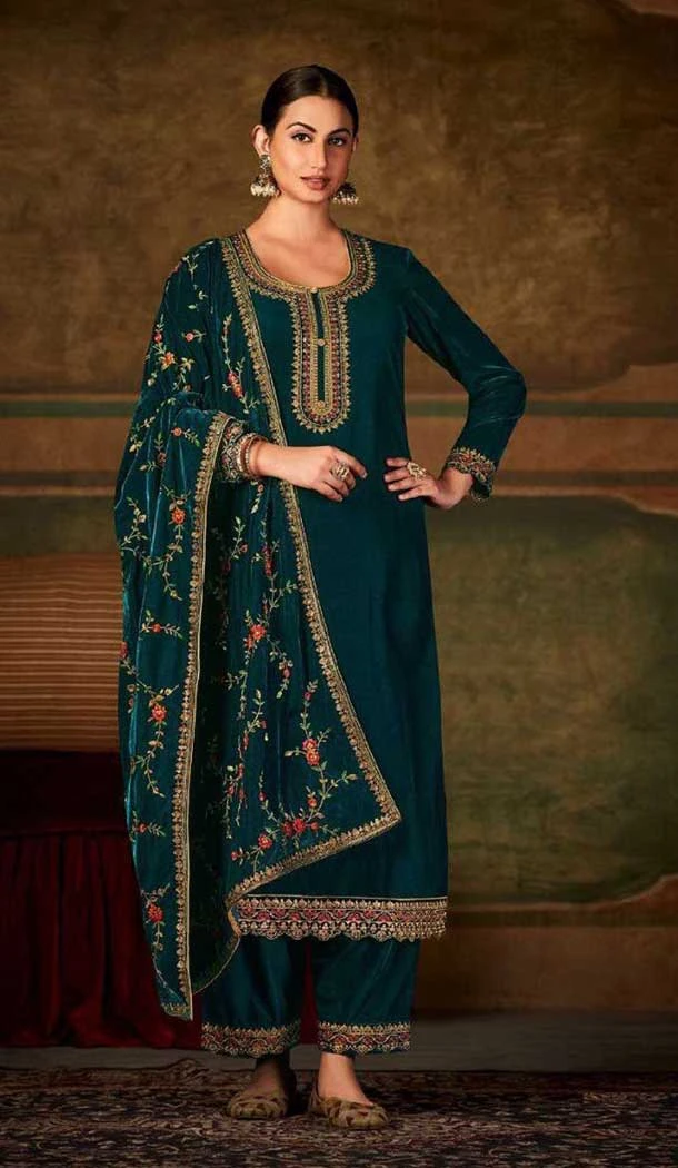 Rama Color Velvet Embroidery Work Function Wear Palazzo Salwar Suit -5714164121