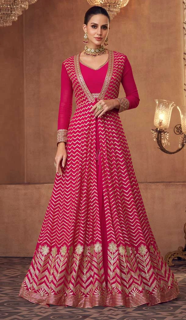 Rani Pink Color Fox Georgette Sequins Wedding Wear Designer Salwar Suit -5716164130