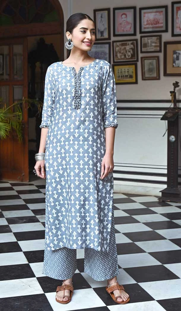Grey Color Pure Maslin Digital Print Work Casual Wear Designer Kurti -5723164162
