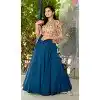 Festival Wear Navy Blue Color Faux Blooming Digital Print Work Designer Lehenga Choli -5724164164