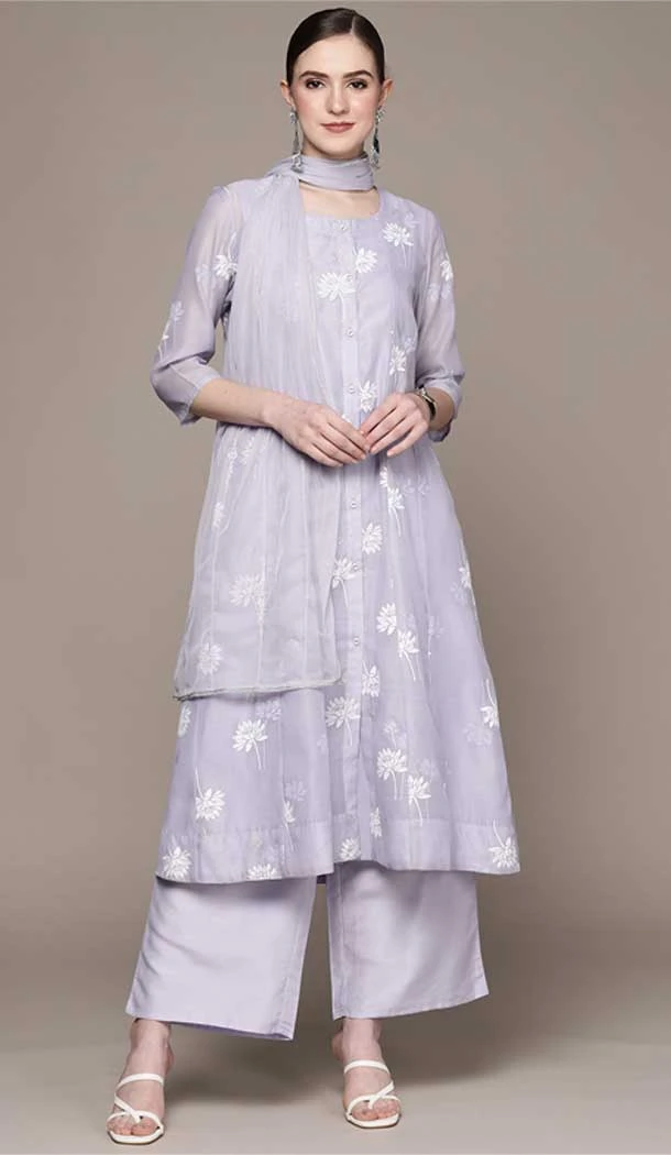 Light Purple Color Chanderi Cotton Digital Print Pakistani Readymade Palazzo Suit -5738164299