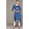 Teal Blue Color Chinon Foil Print Work Casual Wear Kurti And Pant -5752164377