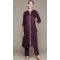Wine Color Chinon Foil Print Work Casual Wear Kurti And Pant -5752164379