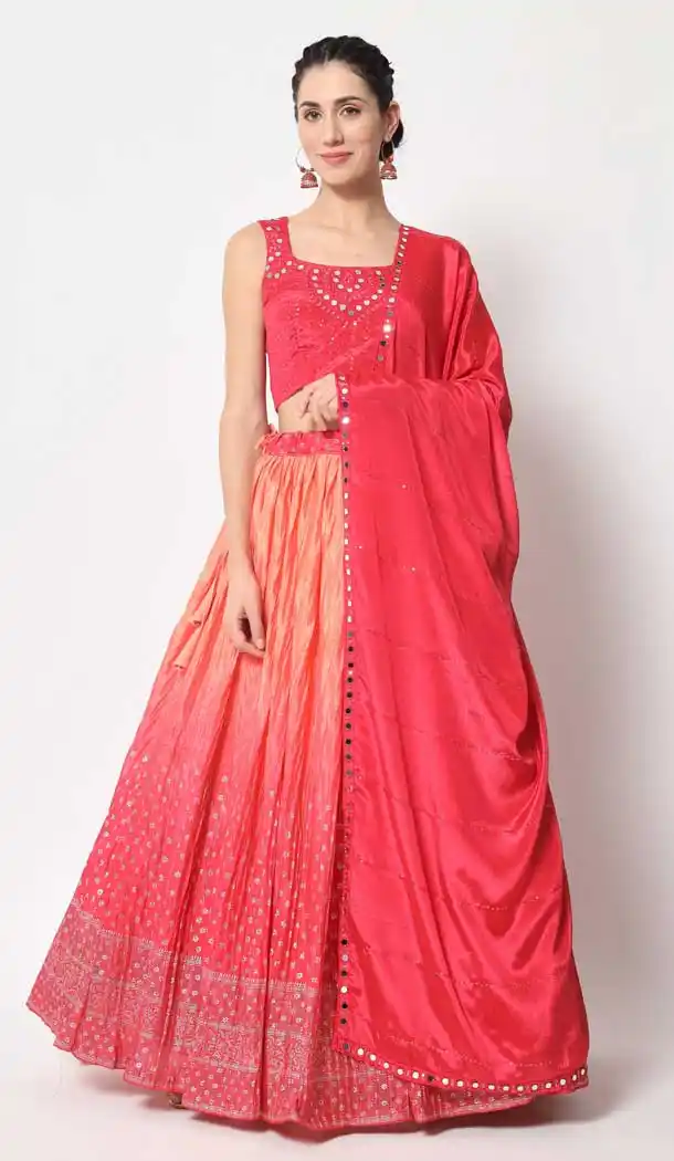 Chinon Silk Pink Color Embroidery Work Designer Women Lehenga Choli - 5759164429
