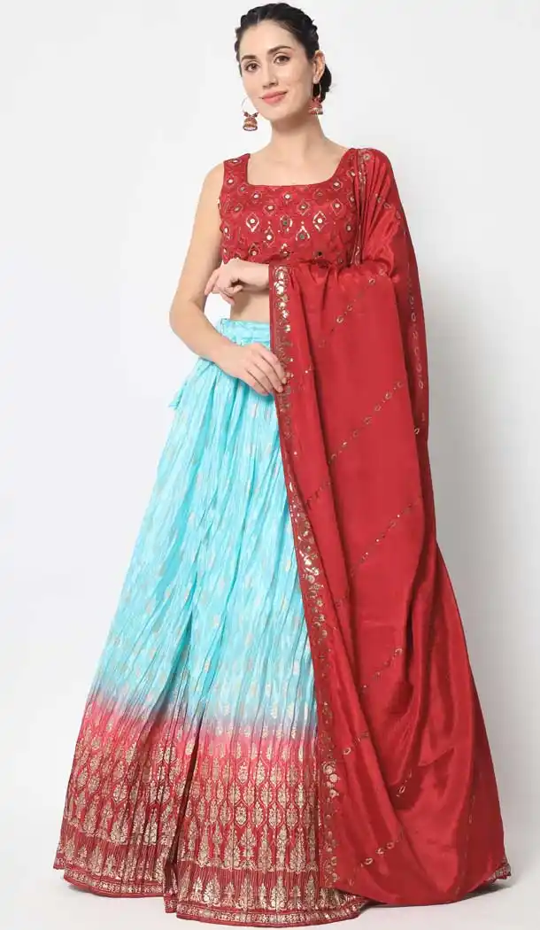 Chinon Silk Multi Color Embroidery Work Designer Women Lehenga Choli - 5759164430