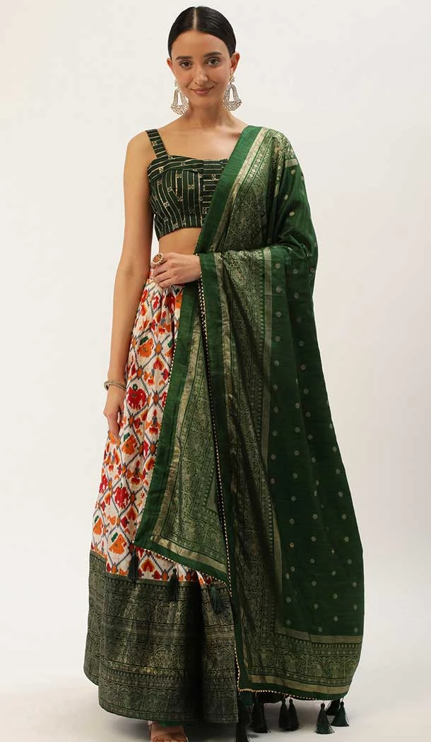 Green Color Dola Silk Patola Print Work Function Wear Lehenga Choli -5770164504
