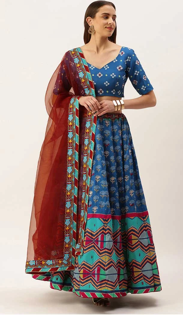 Blue Color Vaishali Silk Mirror And Gotta Patti Work Function Wear Lehenga Choli -5772164512