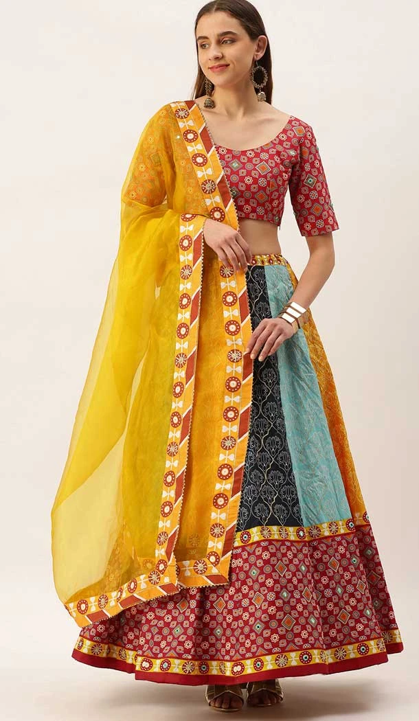 Multi Color Vaishali Silk Mirror And Gotta Patti Work Function Wear Lehenga Choli -5772164513