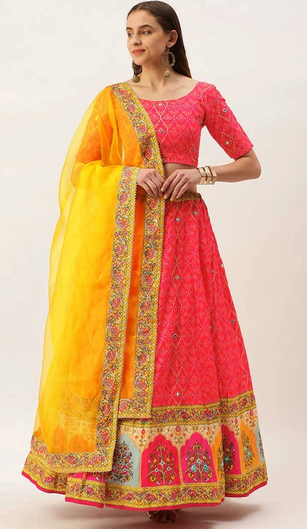Pink Color Vaishali Silk Mirror And Gotta Patti Work Function Wear Lehenga Choli -5772164514