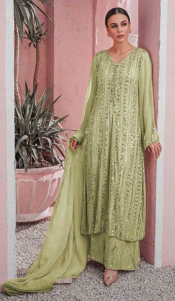 Pista Color Fox Georgette Sequins Work Pakistani Style Palazzo Suit -5776164536