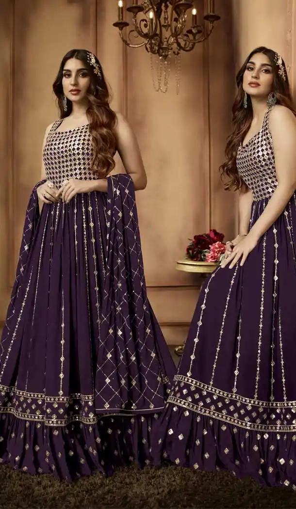 Purple Color Georgette Resham And Zari Work Party Wear Salwar Kameez -5798164685