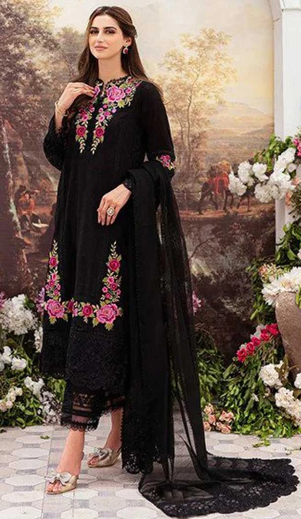 Black Color Fox Georgette Embroidery Work Pakistani Style Palazzo Salwar Suit -5799164688