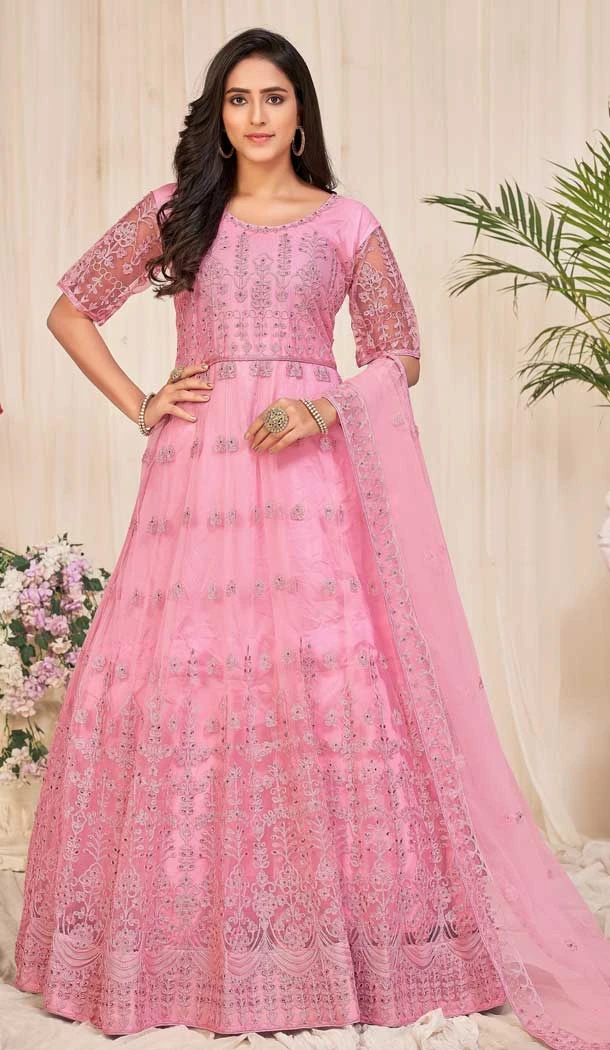 Light Pink Color Net Resham And Stone Work Festival Wear Designer Salwar Suit -5812164780