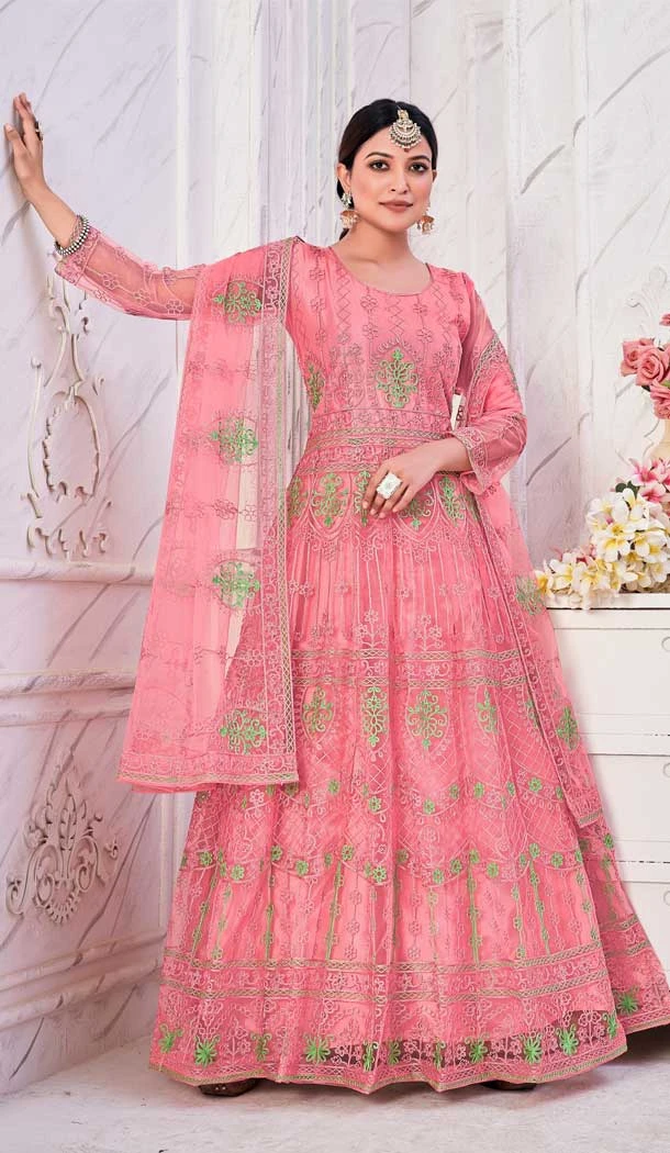 Pink Color Net Resham Work Festival Wear Designer Salwar Suit -5812164786